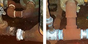 See before and after examples of plumbing work performed by W. Bragg Plumbing, Sewer and Drain Services